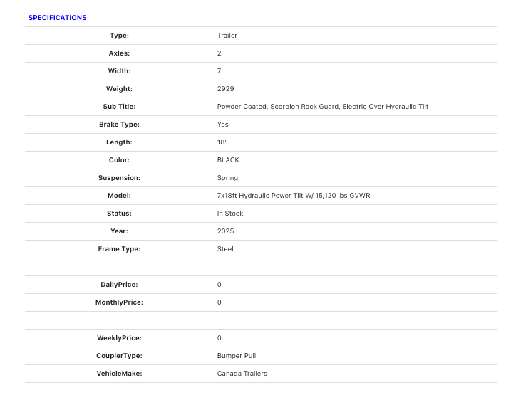 FlatDeck Trailer 2025 7x18ft Hydraulic Power Tilt