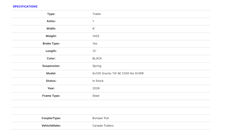 FlatDeck Trailer 2025 6x12ft Gravity Tilt